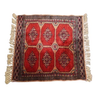 Hand-Knotted Square Oriental Decorative Rug with Red Colors For Sale