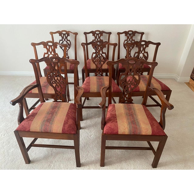 Late 20th Century Baker Historic Charleston Collection Carved Mahogany Exquisitely Unique Dining Chairs- Set of 8 Excellent "Mint" Condition For Sale - Image 12 of 12