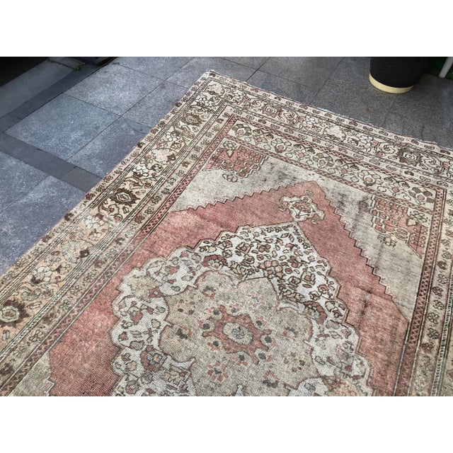 Vintage Handmade Oushak Rug- 5′8″ × 8′10″ For Sale - Image 6 of 11