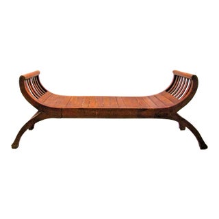 Antique Handcrafted Solid Teak Wood Kartini 2 Seater U-Shape Bench For Sale