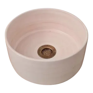 Contemporary Pink Bathroom Wash Basin with Brass Drain