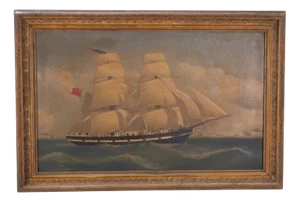 English Artist, Marine Scene, Oil Painting, 1850s, Framed