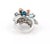 Diamond Coral & Topaz Movable Floral 18k White Gold Ring, Size 6 For Sale - Image 4 of 7