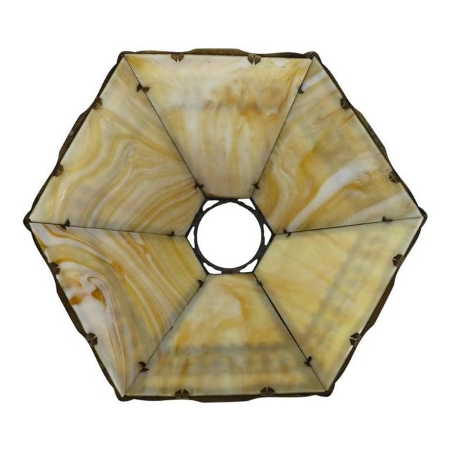 Bradley & Hubbard Arts & Crafts 6 Panel Slag Glass Table Lamp C1920 For Sale - Image 9 of 9