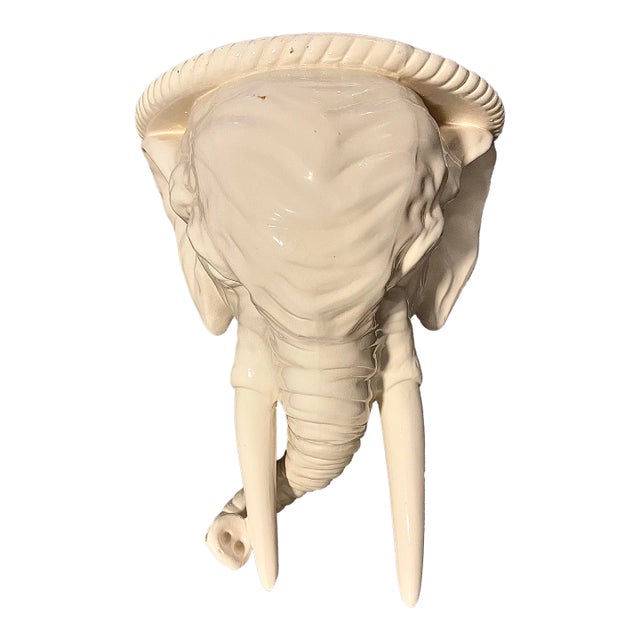Italian Glazed Elephant Head Wall Bracket For Sale