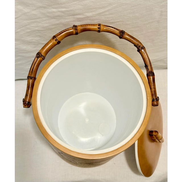 Plastic Vintage 1970s Abercrombie & Fitch Cheetah Print Ice Bucket With Faux Bamboo Handle – Retro Safari Home Decor For Sale - Image 7 of 10