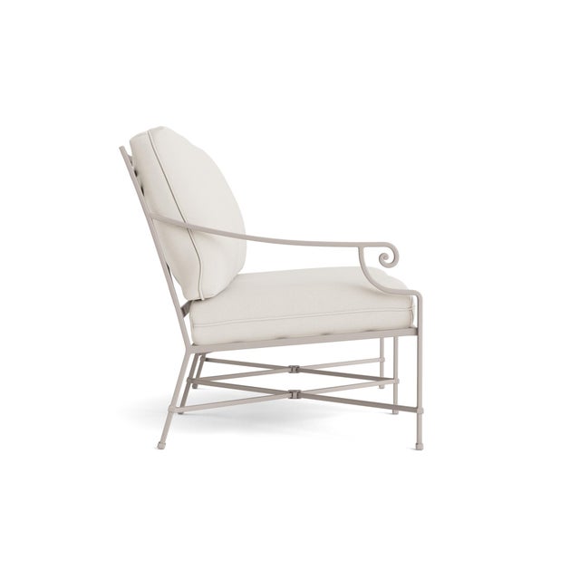 Contemporary Brown Jordan Venetian Left Arm Loveseat, Dove frame with Fusion Natural fabric For Sale - Image 3 of 11