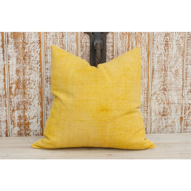 Yellow Diya Organic Silk Pillow For Sale - Image 8 of 8