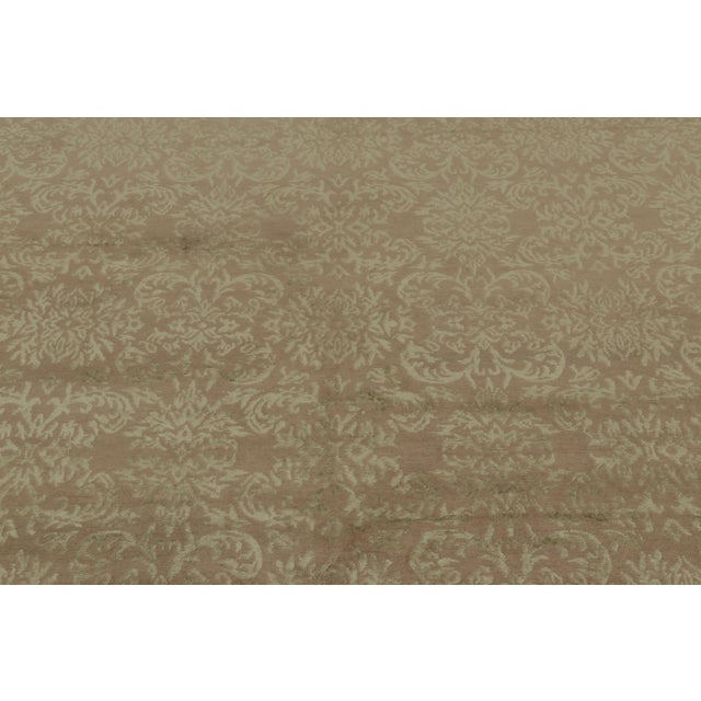 Rug & Kilim Rug & Kilim’s European-Inspired Rug in Brown With Arabesque Patterns in Pale Green For Sale - Image 4 of 9