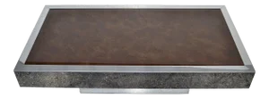 Willy Rizzo Style Italian Chrome & Brown Glass Coffee Table 1970