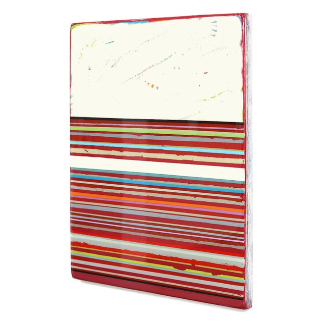 Fuego 12 - Minimalist Vibrant Colorful Striped Modern Abstract Acrylic Resin Original Artwork by Ricky Hunt For Sale In Los Angeles - Image 6 of 9