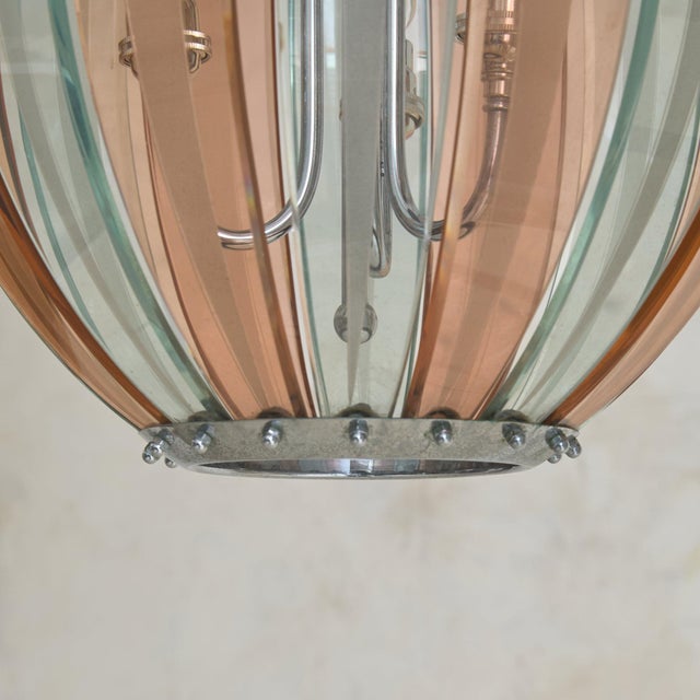 Modern 1970s Italian Pink Murano Glass Pendant Light in the Manner of Veca For Sale - Image 3 of 9