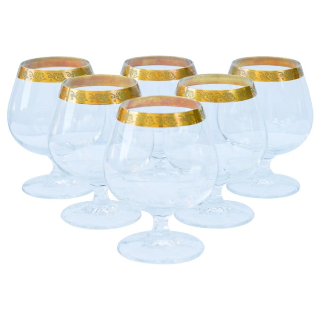 Mid-Century Modern Crystal Glasses, S/6 For Sale - Image 3 of 3