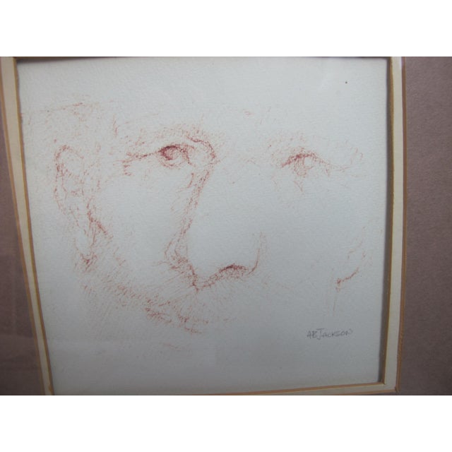 Figurative Ab Jackson Signed Conte Crayon Sketch Portrait of a Man For Sale - Image 3 of 6
