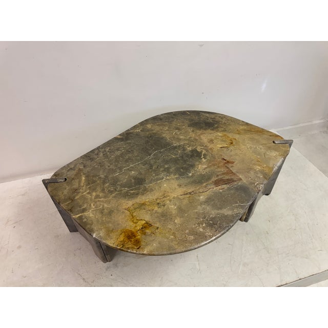 Gray Eye Shaped Marble Coffee Table, 1980s For Sale - Image 8 of 13