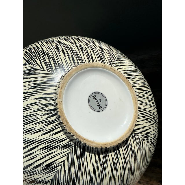 Black Vintage Italian Bellini Glazed Ceramic Geometric Vase For Sale - Image 8 of 12