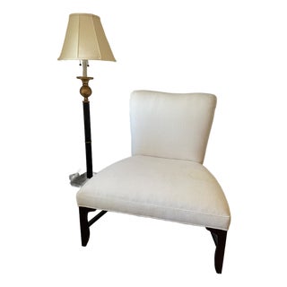 Vintage Barbara Barry for Baker Cream Upholstered Slipper Chair For Sale