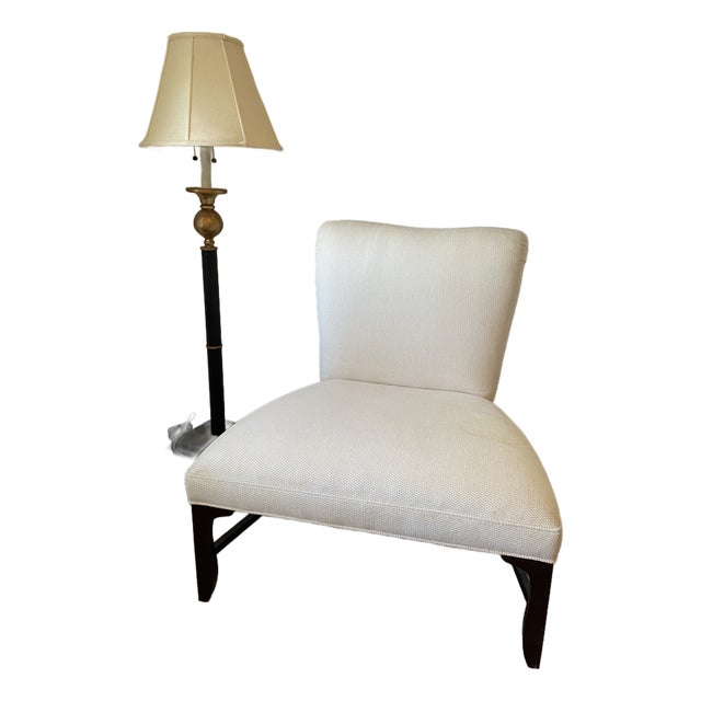 Vintage Barbara Barry for Baker Cream Upholstered Slipper Chair For Sale
