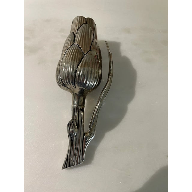 Metal Late 20th Century Silverplate Salt and Pepper Shakers in the Form of Artichokes- A Pair For Sale - Image 7 of 12