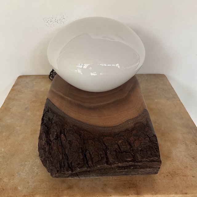 Mid-Century Modern Studio Made Live Edge Walnut Table Lamp For Sale - Image 3 of 6