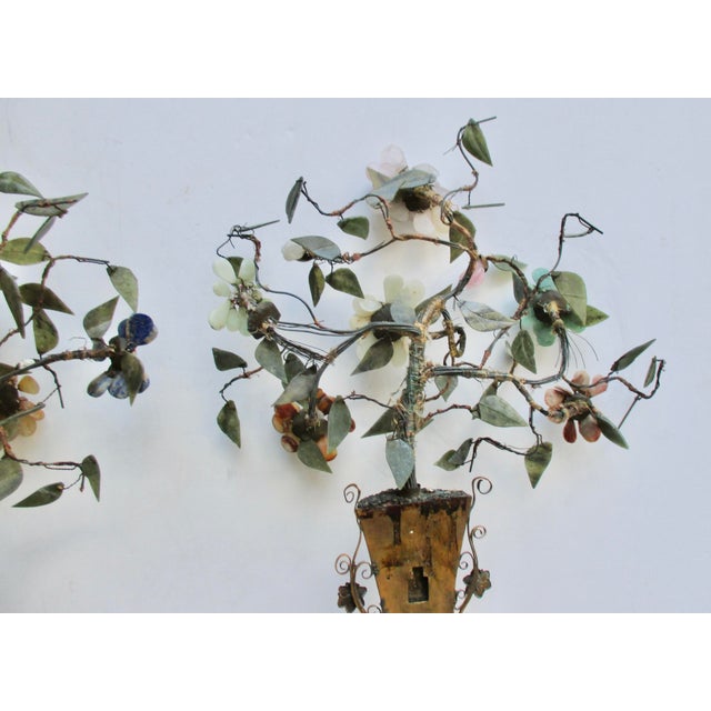 Antique Late MIng Chinese Enameled Wall Vase With Jade Flowers Circa 1880s For Sale - Image 10 of 11