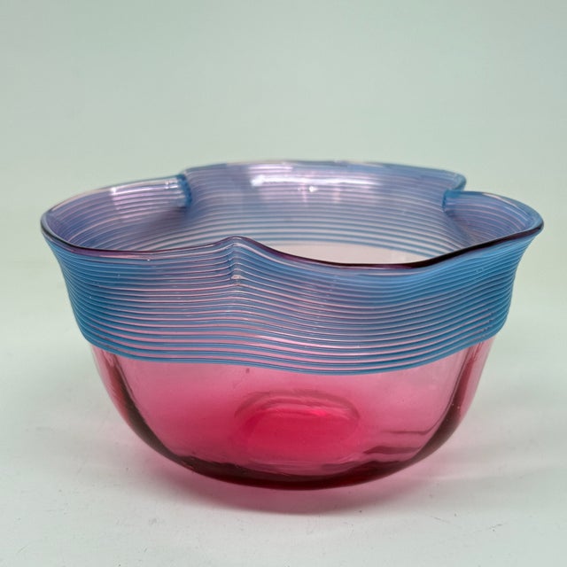 Early 20th Century Set of 2, Venetian-Style Art Glass Finger Bowl and Matching Underplate For Sale - Image 11 of 11