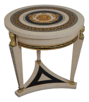 Versace Style Greek Key Faux Marble Empire Center Table