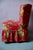 Beige Cocktail Armchair with Red Floral Fabric and Compass Legs For Sale - Image 8 of 14