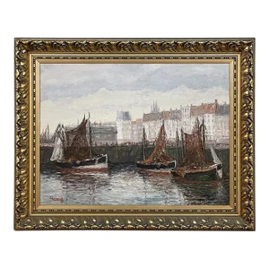 Antique Framed Oil Painting on Canvas by G. Hodeige Dated 1936