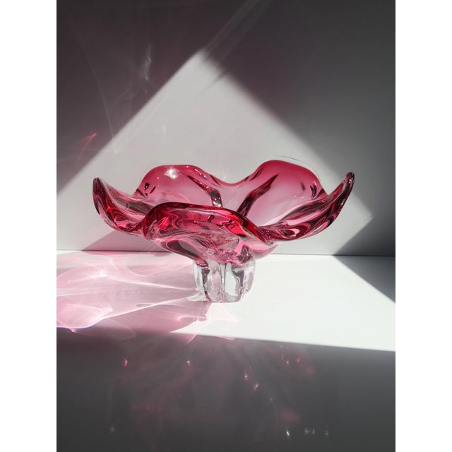 Large Cranberry Glass Bowl by Josef Hospodka for Chribska, Czechoslovakia, 1960s For Sale - Image 6 of 6
