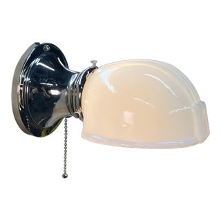 Art Deco 1930s Bathroom Sconce With Nickel Polished Nickel Plating and Wall Switch #2523 For Sale