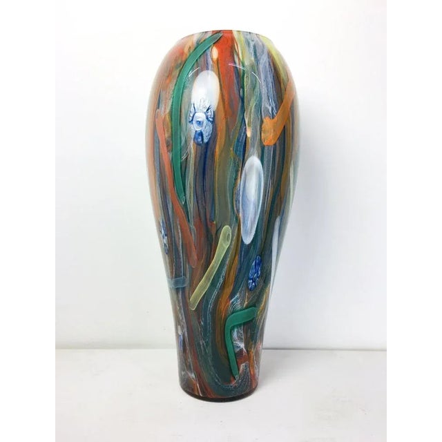 Glass Large Vintage Multicolor Murano Glass Vase, 1970s For Sale - Image 7 of 11