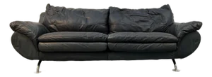 Late 20th Century Stylish Modern Black Leather Sofa
