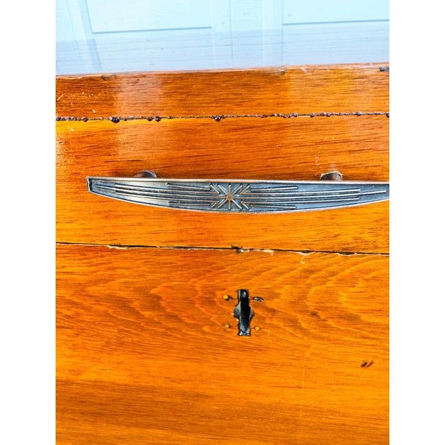 Vintage Wooden Hope Chest W/ Yale Lock – Solid Wood Blanket Chest on Casters For Sale - Image 4 of 17