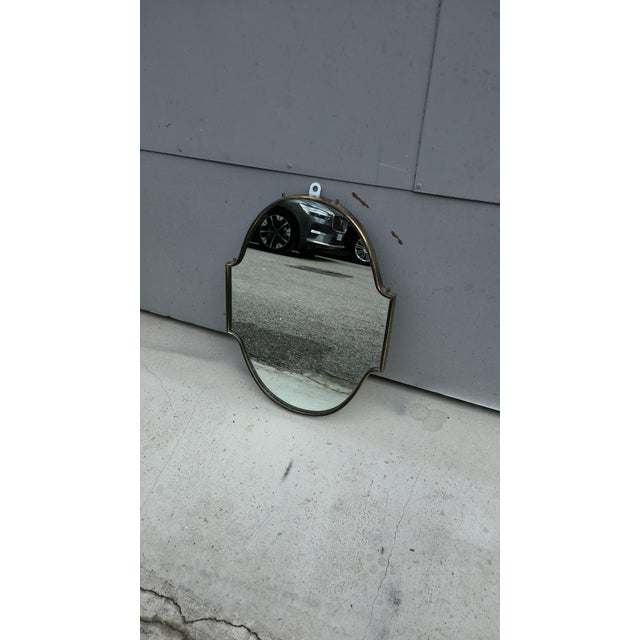 Small Italian Brass Shaped Mirror, 1950s For Sale - Image 4 of 7