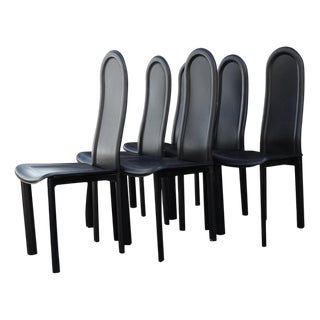 Black Leather Dining Chairs from Artedi, 1980s, Set of 6 For Sale