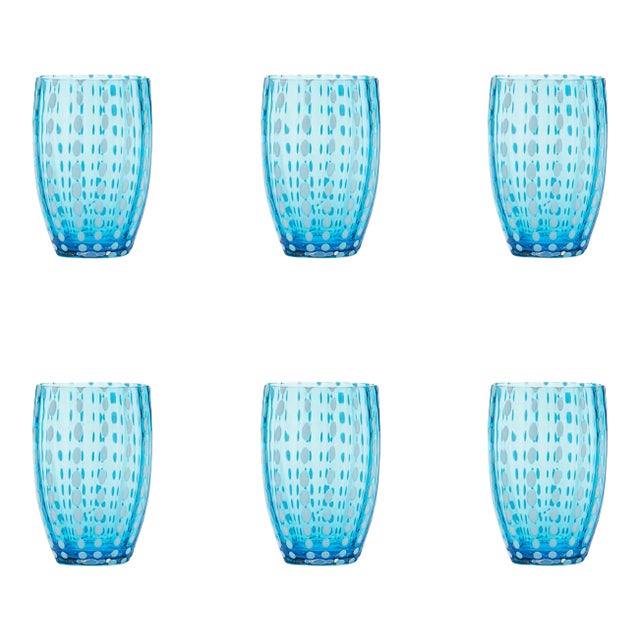 Perle Tumbler in Aquamarine - Set of 6 For Sale