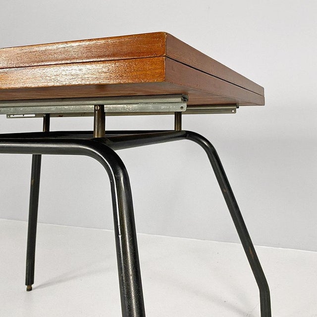 Italian Extendable Dining Table in Wood and Metal, 1960s For Sale - Image 12 of 18