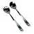 Mid 20th Century Boho Chic Gustavian Delft Style Salad Serving Utensils, Stainless Steel - Set of 2. For Sale