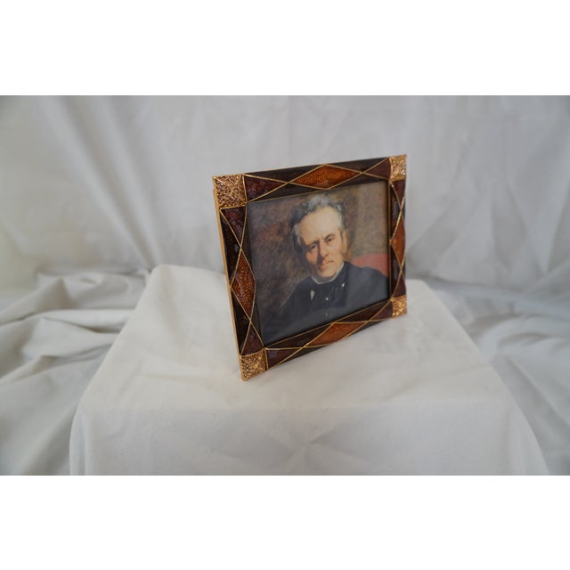 Art Deco Crystal & Enamel Rust Colored Jay Strongwater Frame For Sale - Image 3 of 10