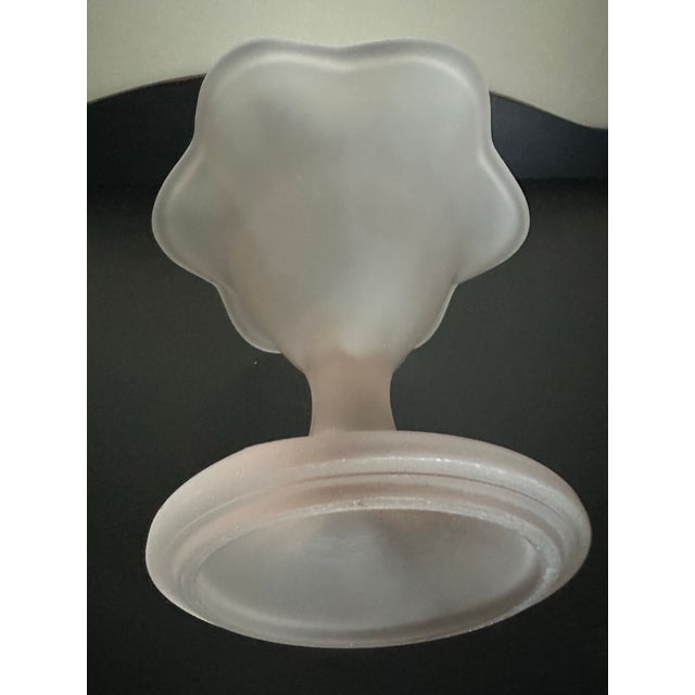 Glass Vintage Late 20th Century Frosted Pink Glass Dessert Pedestal Bowl For Sale - Image 7 of 10