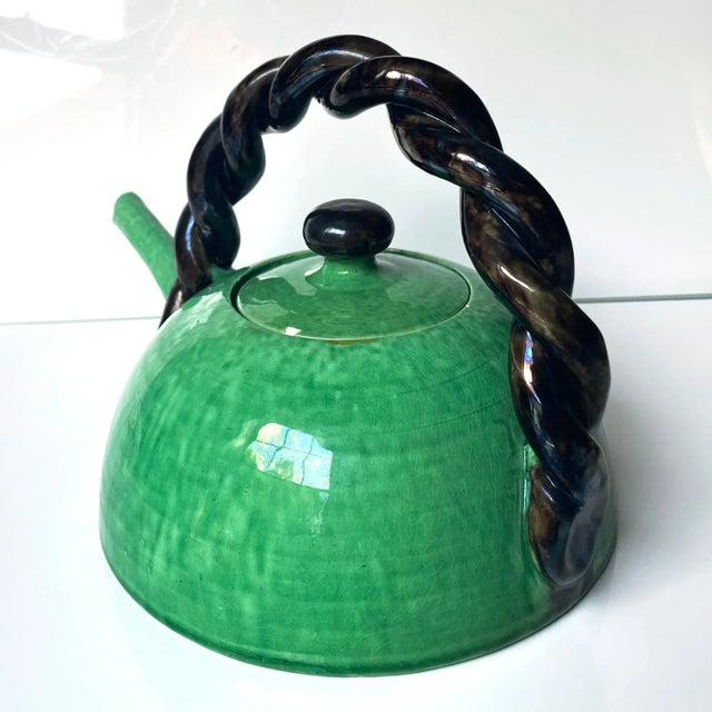 Ceramic French Vallauris Teapot With Rope Handles From Atelier Cerenne For Sale - Image 7 of 12
