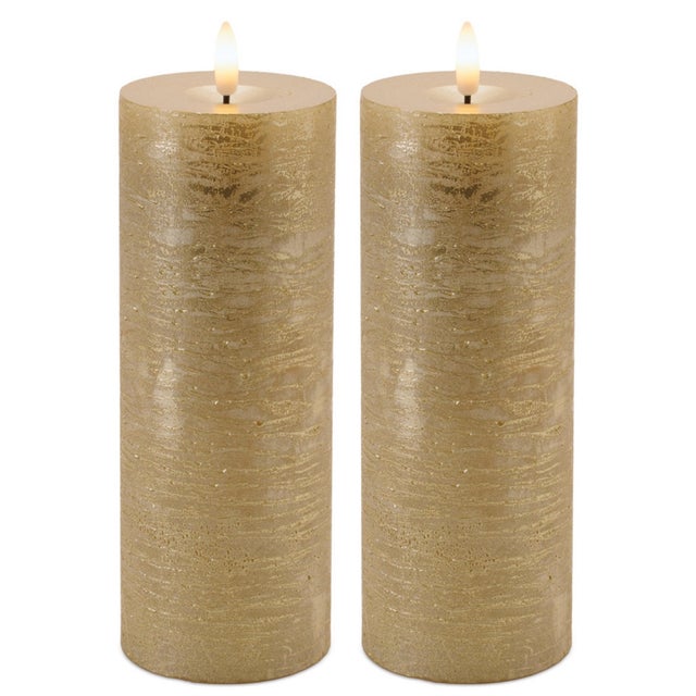 Contemporary Metallic FIA Wick LED Candle (Set of 2) For Sale - Image 3 of 3