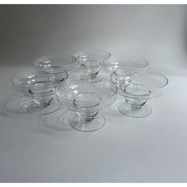 Mid-Century Modern Mid 20th Century Wide Clear Glass Pedestal Dishes - Set of 6 For Sale - Image 3 of 13