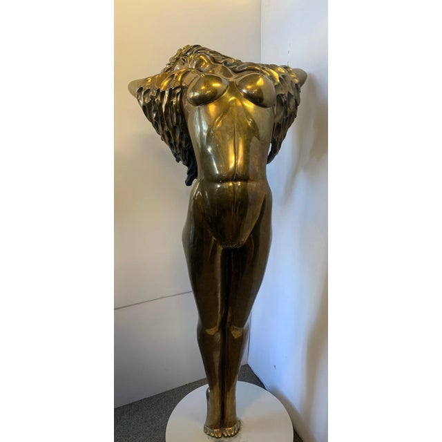 1980s 'Windsong' Tom Bennett Figurative Female Signed Bronze Sculpture For Sale - Image 9 of 13
