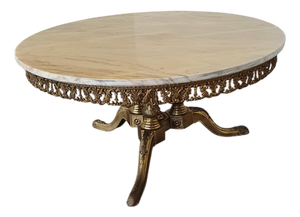 Fire-Gilded Coffee Table with Marble Top, 1960s