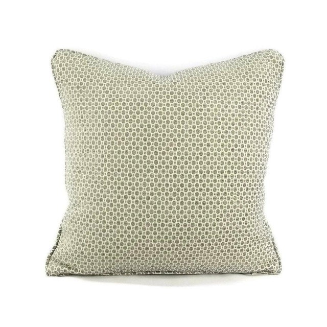 Gray Aqua Geometric Chenille Pattern With Self-Welt Pillow Cover - 20" X 20" For Sale In Portland, OR - Image 6 of 6