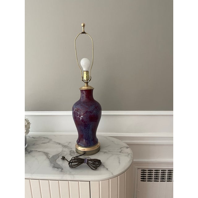 Mid-Century Modern Vintage Art Mid Century Modern Drip Glaze Ceramic Lamp For Sale - Image 3 of 11