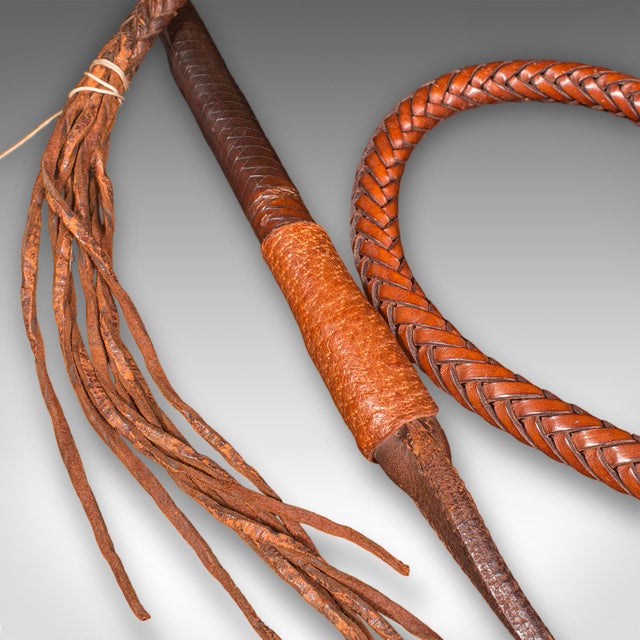 9' Long Antique Hunting Whip, English Leather, Silver, Equestrian, Swaine Adeney For Sale - Image 9 of 11