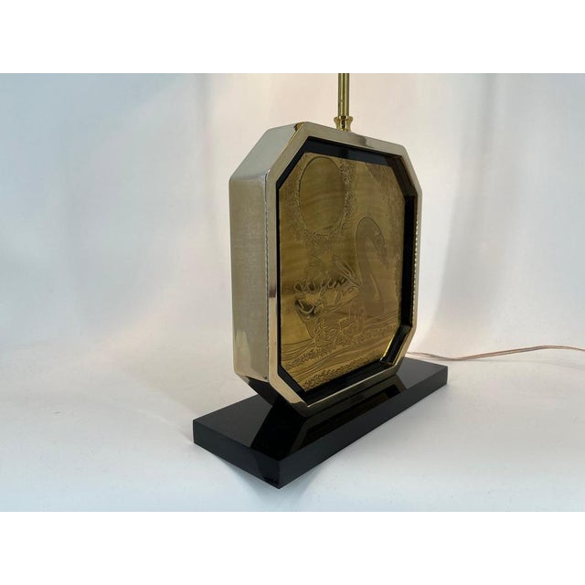 Black Etched Brass Table Lamp by Georges Mathias, 1970s For Sale - Image 8 of 13
